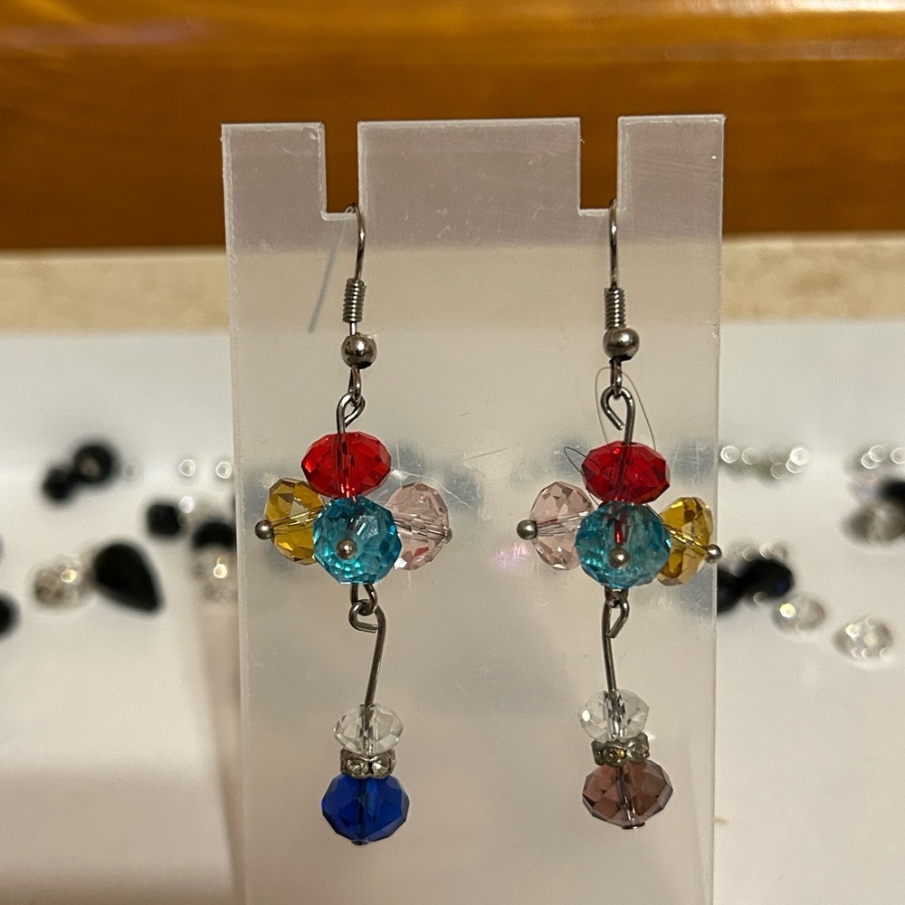 Glass beaded drop earrings